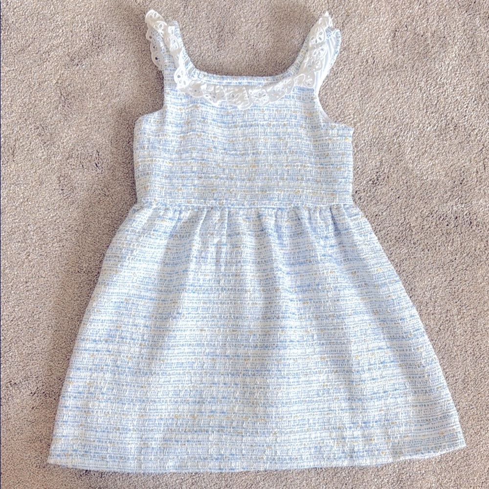 Janie and Jack Blue and White Tweed Dress